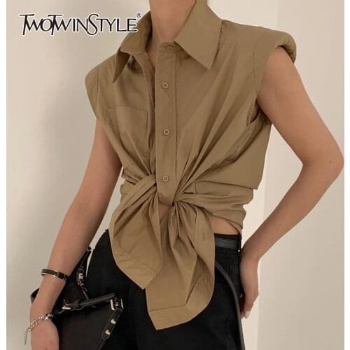 Черно-белые блузки TWOTWINSTYLE China At AliExpress