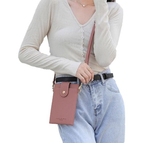 Ultra Thin Lightweight Pouch Cell Phone Crossbody Bag for Women Purse Handbag Waterproof PU Leather Sports Credit Card Holder