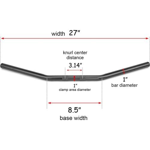 Motorcycle Universal For Harley-Davidson Honda Yamaha Suzuki Kawasaki 0" Rise Power Coat Gloss Black Drag Bar Seamless Pipe