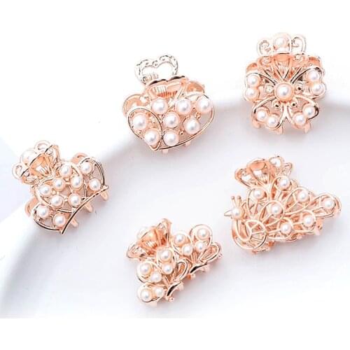 1pcs Women Small Hair Clip Claw Imitation Pearl Headwear Elegant Fashion Hairpin Crab Headdress Ladies Girls Hairclips