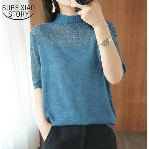 2021 New Knitted Blouse Female Half Turtleneck Tops Women Solid Cotton Inner Base Shirts Feminine Sleeveless Blouse Women 13535