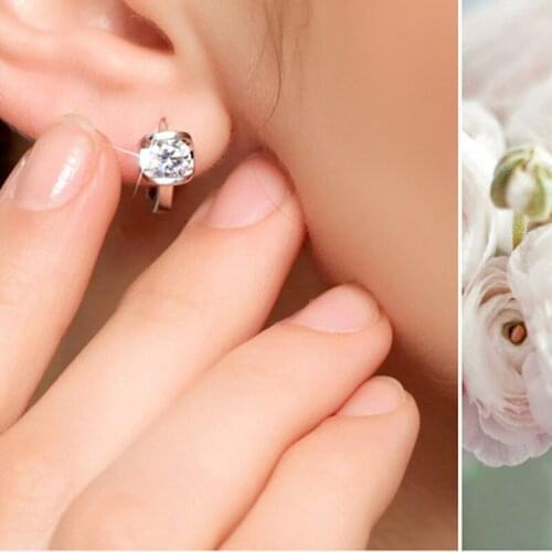 Females Small Elegant Stud Earrings For Female Fashion Jewelry Luxury Crystal Wedding Earrings Shiny Drill Female Stud Earrings