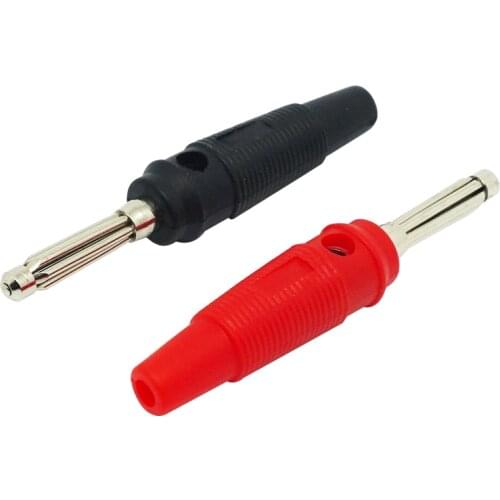 10Pcs 4mm Red and Black Solderless Side Stackable 32A audio banana plug leads connector