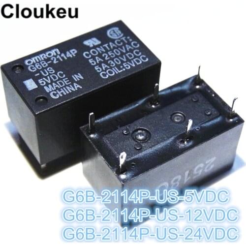 100Pcs Relay DIP6 G6B-2114P-US-5VDC G6B-2114P-US-12VDC G6B-2114P-US-24VDC