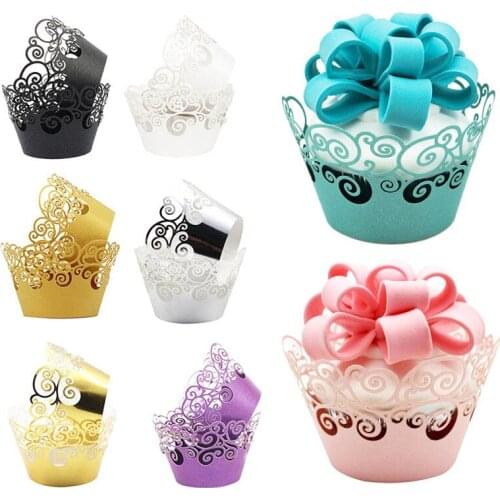 12pcs/lot Little Vine Lace Laser Cut Cupcake Wrapper Liner Baking Cup Hollow Paper Cake Cup DIY Baking Fondant Cupcake