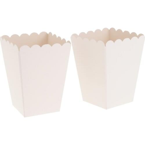 12x Pure White Popcorn Treat Boxes Bags Baby Shower Birthday Party Favors