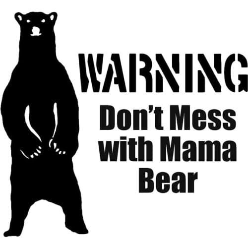 14CM*12.8CM Mama Bear Mom Mothers Kids Funny Warning Vinyl Decal Car Stickers Decorative Car Accessories Black/Sliver C8-0717