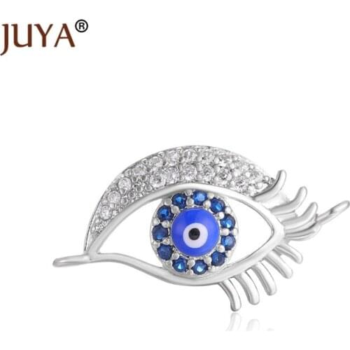 4 Styles High Quality Copper Zirconia Rhinestone Evil Eye Charms Pendant Connectors For DIY Jewelry Making Accessories Parts