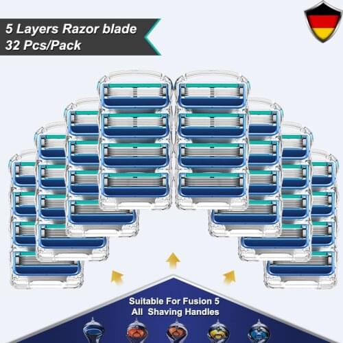 5 Layer Safety Razor Blades Replaceable Heads Fit Gillette Fusion 5 Proglide Proshield Straight Shaving Blades Shaver Refills
