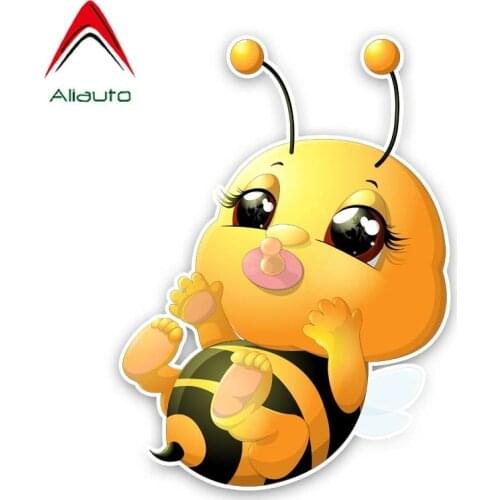 Aliauto Lovely Car Sticker Honey Bee Baby Cover Scratch Waterproof Personality Sun Creen Accessories PVC Decal,16cm*11cm