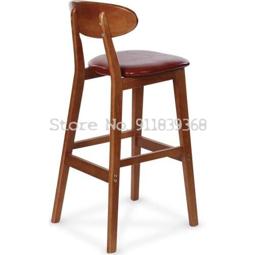 Solid Wood Bar Chair Nordic High Stool Bar Table Chair Bar Chair Household High Chair Bar Stool Back High Stool