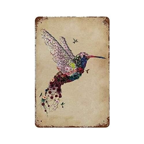 Bernice Hummingbird Metal Signs Wall Signs and Plaques for Adults Metal Poster
