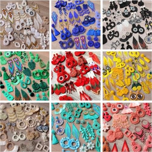 Bohemian Fringed Earrings irregular mixing Pendant earrings Random long tassel Beaded Dorp earrings woman statement jewelry gift