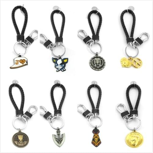 JoJos Bizarre Adventure Keychain Kujo Key Holder Ring Chain Leather Metal Bag Pendant Chaveiro Car Men Anime Jewelry Llaveros