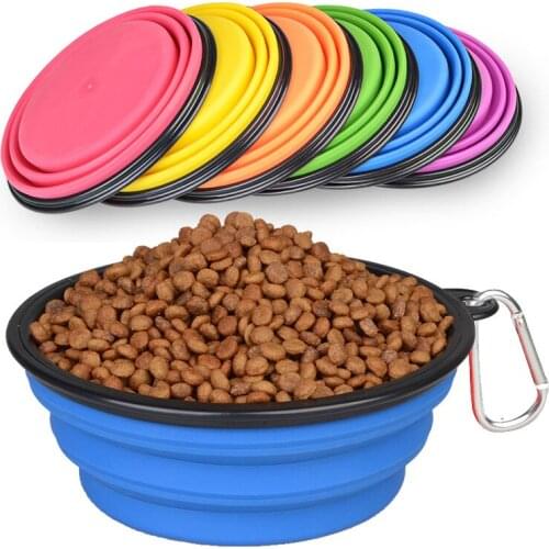 1pcs Collapsible dog fooder Dog Bowl Portable Dog Drinker Dog water bottle feeding Silicone Pet Bowl Dog Supplies Accessories