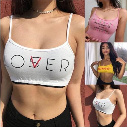 Fashion Women Strappy Cotton Letter Print Sexy Summer Tops Tank Top Vest Short Crop Tops Camis Tees Ladies NEW 2020