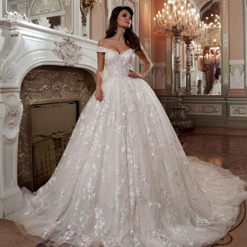 Hochzeit Off Shoulder Ball Gwon wedding Dress Princess Vestido de Noiva Plus Size Trouwjurken Beading Appliques Bridal Gown