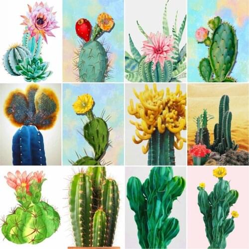 HUACAN Painting By Numbers Flower For Adults 50x65cm DIY Room Wall Art Pictures By Number Plant Home Decoration Gift
