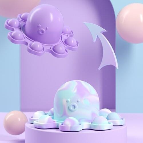 Octopus Fidget Toys Squeeze Stress Relief Squishy Push Bubble Pops Keychain Sensory Toy For Autism Special Children Antistress