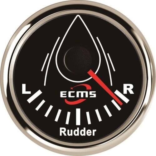 Boat Rudder Angle Indicator 0-190 Ohms 52mm 316L Chrome Black With Sending Unit 900-00069
