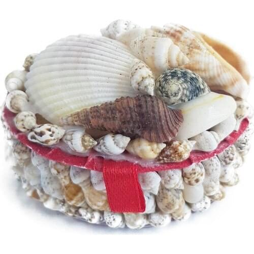 Kefelim Seashell Embellishment Oval Mini Jewelry Jewelry Box 5x6 cm MKT14