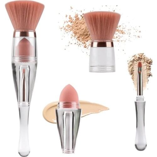 4 In 1 Makeup Brushes Multifunction Make Up Brush Portable Eyeshadow Eyeliner Brush Foundation Powder Brush Cosmetic Beauty Tool