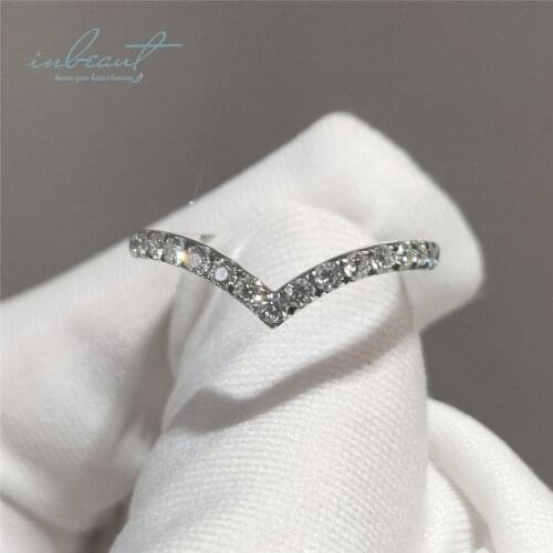 Inbeaut 18K White Gold Plated Excellent Cut 0.15 ct Micro D Color Pass Diamond Test Moissanite Letter Ring 925 Silver Jewelry