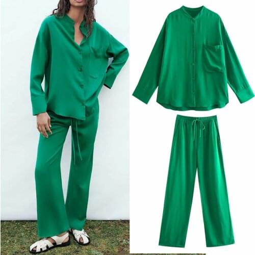 Za suit women suit 2-piece suit pants suit 2021 new fashion printing straight leg women suits casual chic street youth suits