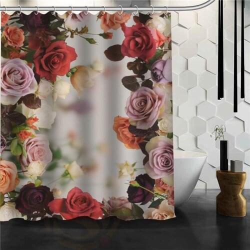 Custom Beautiful flowers print Shower Curtain Bathroom Products Creative Polyester Home Shower Curtain/Bathroom Product