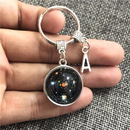 New Solar Celestial Body Galaxy Nebula Sided ​Glass Dome Pendant Moon Earth ​Sun Mars Art Picture Necklace Space initial Jewelry