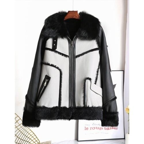 Sheep Real Natural Fur Jacket 2021 New Fashion Short Coat Winter Women Turn-Down Collar Clothes Moto & Biker Style Fn00767