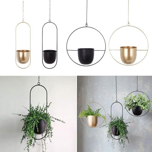 Iron Hanging Flower Pot Decorative Swinging Basket Metal Flower Pot Plant Holder Wall Hanging Basket for Home Garden Balcony