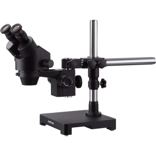 AmScope 7X-45X Black Stereo Zoom Microscope with Single Arm Boom Stand SKU: SM-3B-B