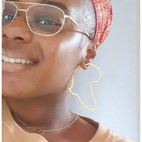 Fashion Ethnic Jewelry Exaggerated Africa Map Earrings Exaggerated Stainless Steel Hollow Big Earrings for Women Party Jewelry