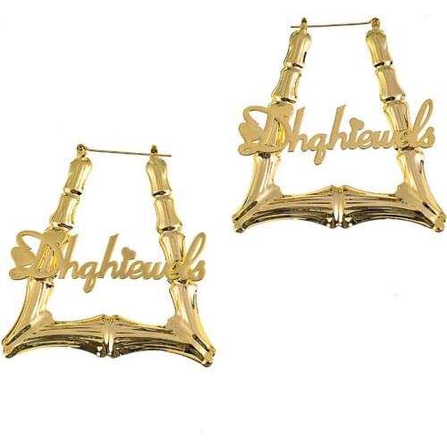 DUOYING Fashion Custom Name Geometry Earrings Hip Hop Personlized Letters Trapezoid Font Earring Unique Cute Gift For Women Girl