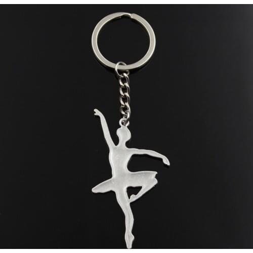 Fashion Keychain 67x35mm dancer ballet girl silver color pendants DIY Men Jewelry Car Key Chain Ring Holder Souvenir For Gift