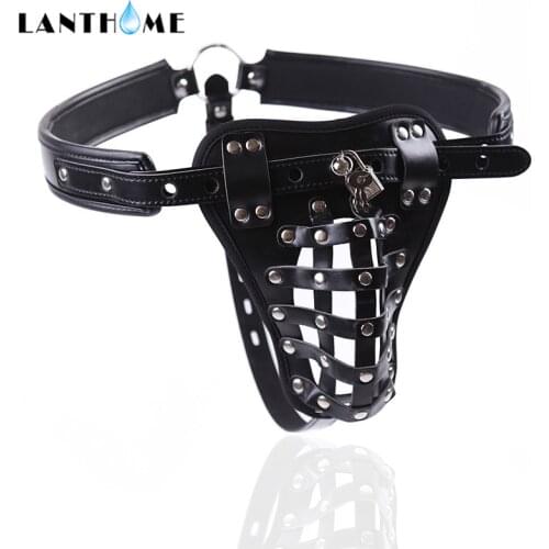 Men Chastity Belt Harness Lock Cock Panties Leather Gay Bdsm Fetish Thongs Sexy Lingerie Exotic Briefs Male Underwear Cosplay