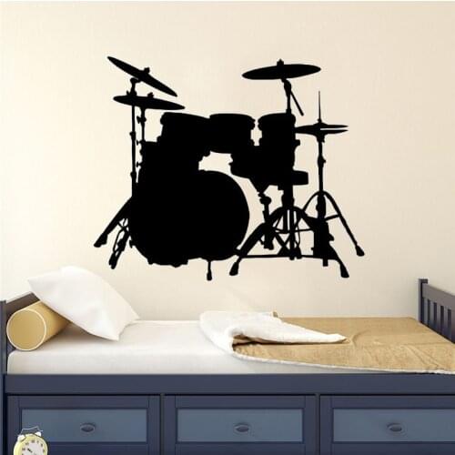 Musical Instrument Style Silhouette Drum Popular Mural Wall Sticker Detachable Mural Wall Sticker Home Art Decoration