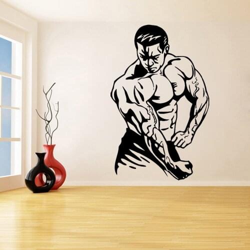 Muscle fitness Wall Decal Sport Bodybuilding Gym Bodybuilder Crossfit Wall Stickers for Gym Decoration Vinyl Cool Decor C370