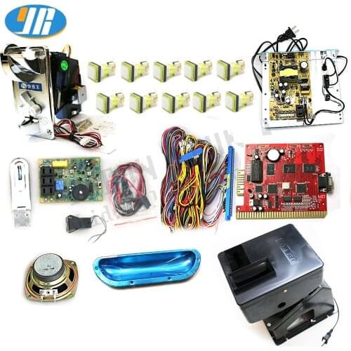 Casino Slot Game DIY Kit With7X Red 7 In 1 PCB Board Blue Coin Hopper Acceptor LED Push Button Speaker Mario Power Supply