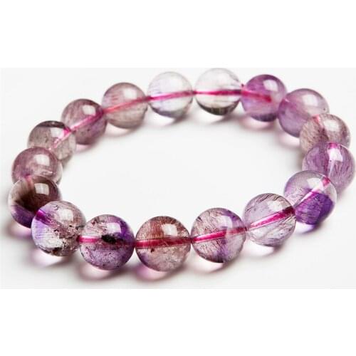10mm Genuine Natural Colorful Rutilated Quartz Bracelet Super Seven 7 Melody Stone Crystal Round Bead Bracelet