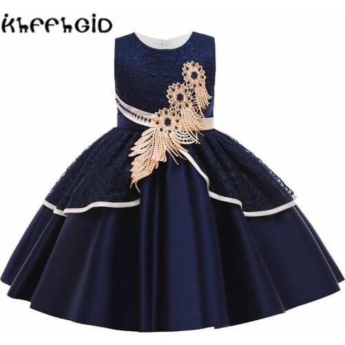 New L girls' dress forged cloth embroidered skirt 2021 show dress childrens dress Princess 3-10 girls' piano performance dress