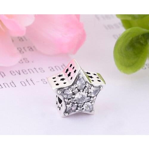 Star Shape Mix Clear Zirconia Fit Original Pan Charm Bracelet 100% 925 Silver Bead Making Berloque 2020 Valentines Day New