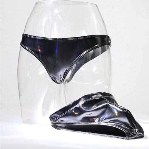 S-XXL Dazzling Colorful PVC Shiny Couple Set Sexy Men Underwear Mens Briefs Ropa Interior Hombre Jockstrap U Convex Pouch Penis