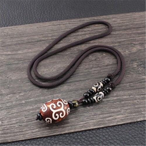 Nine Eye Tibet Dzi Pendant Drop Choker Nacklace Natural Stone Materials Fashionable Style Tibet Heaven Bead Bring Good Luck