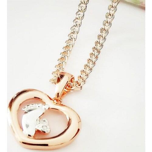 Gold And Silver Plated Pendants Fashion 585 Rose Gold Color Jewelry Cute Cubic Zircon Feet Shape Necklaces & Pendants