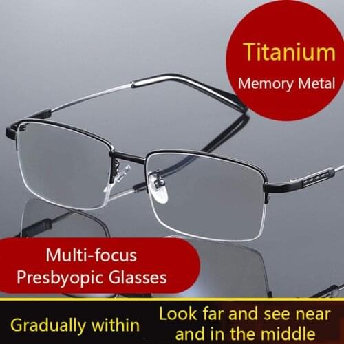 Progressive Multifocal Computer Reading Glasses Blue Light Blocking Titanium Alloy Spring Hinge Readers Eyeglasses 1.5