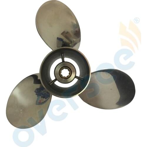 OVERSEE 9-1/4x11 Stainless Steel Propeller 11 Pitch For 9.9HP 15HP 63V 6B4 Model Yamaha Outboard Motors