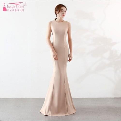 Simple Champagne Long Bridesmaid Dresses Mermaid Bridesmaid Dress robe demoiselle d'honneur pour femme JQ129