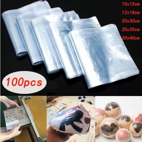 PVC heat shrink film bag blower heat seal flat mouth blue transparent plastic bag heat shrink